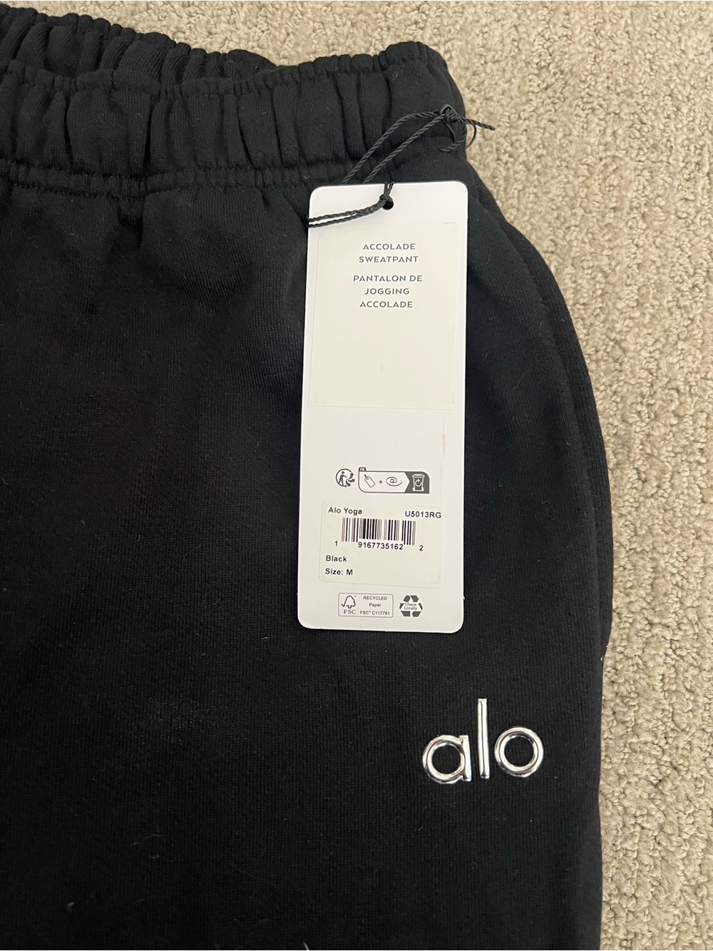 NWT Alo Women’s Black Wide Leg Sweatpants Size Medium Accolade Straight Leg - Picture 5 of 6